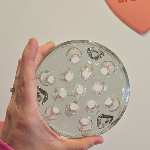 Vintage Clear 13 Hole Glass Flower Frog - Picture 2 of 5